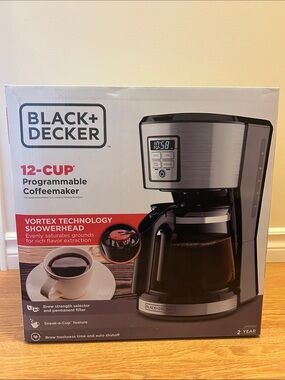 NEW Black & Decker Stainless Steel and Black 12-Cup Programmable Coffee Maker